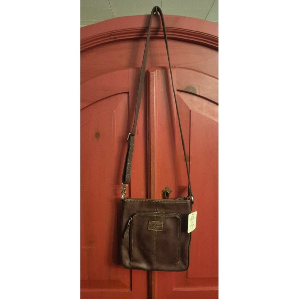NWT Vintage FOSSIL 100% Leather CROSSTOWN ORGANIZER Crossbody Bag Purse Expresso